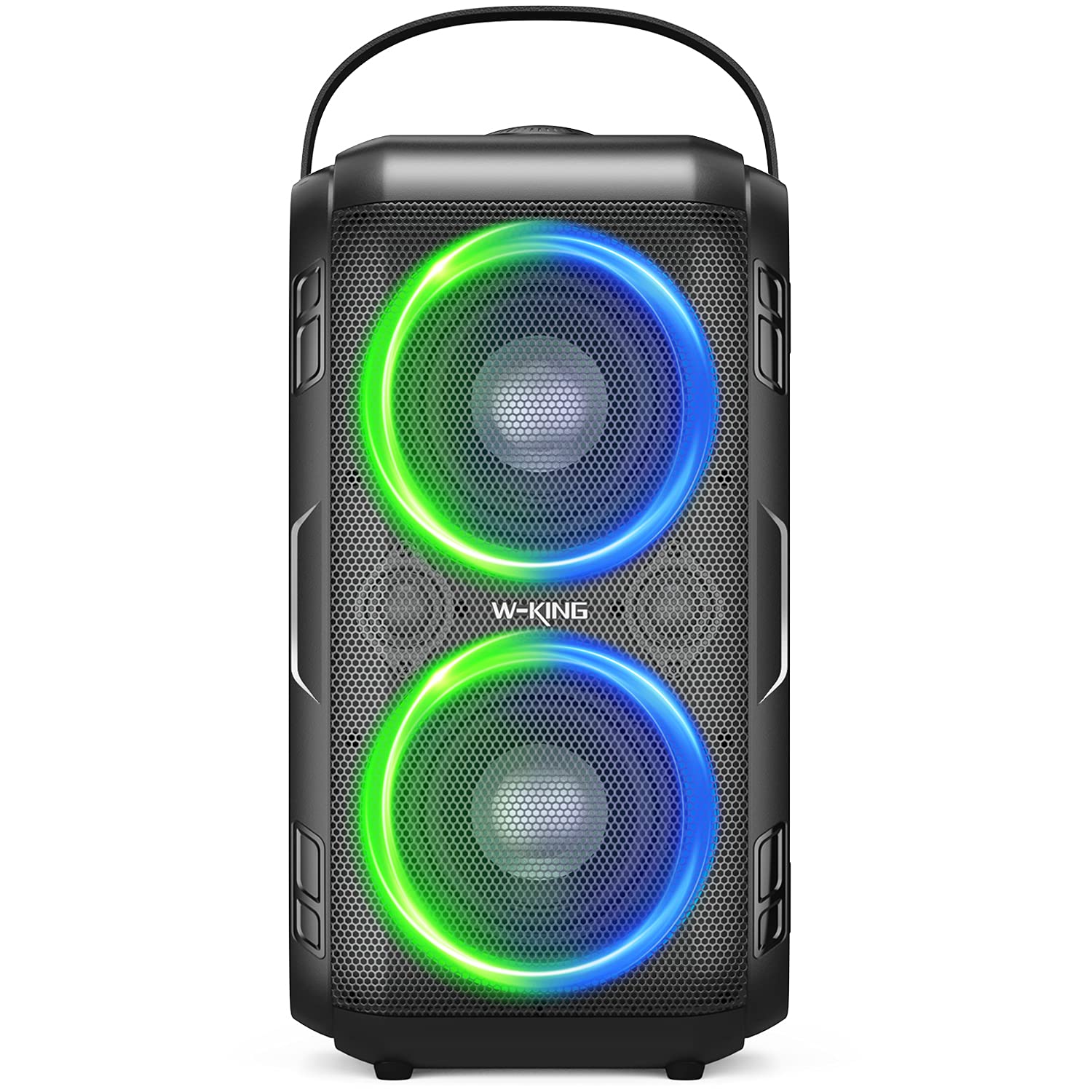 W-KING 80W Powerful Bluetooth Speaker with Super Rich Bass & 105dB Loud Sound - Portable Wireless Outdoor Speaker with Mixed Color Lights, 24H Playtime, AUX/USB/TF Card Playback - Perfect for Parties, Camping & Outdoor Adventures (Non-Waterproof)
