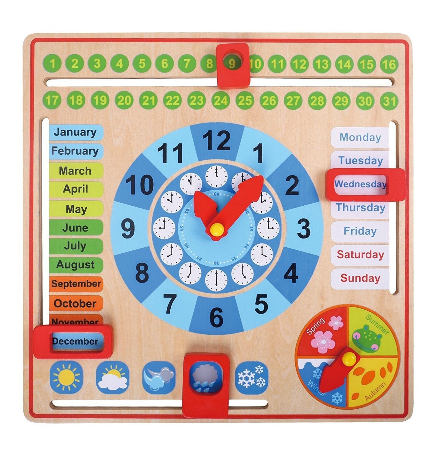 Wooden Montessori Calendar & Learning Clock - Educational Toy for Kids Ages 3+ | Perfect for Daily Routine, Preschool Learning & Homeschool Activities
