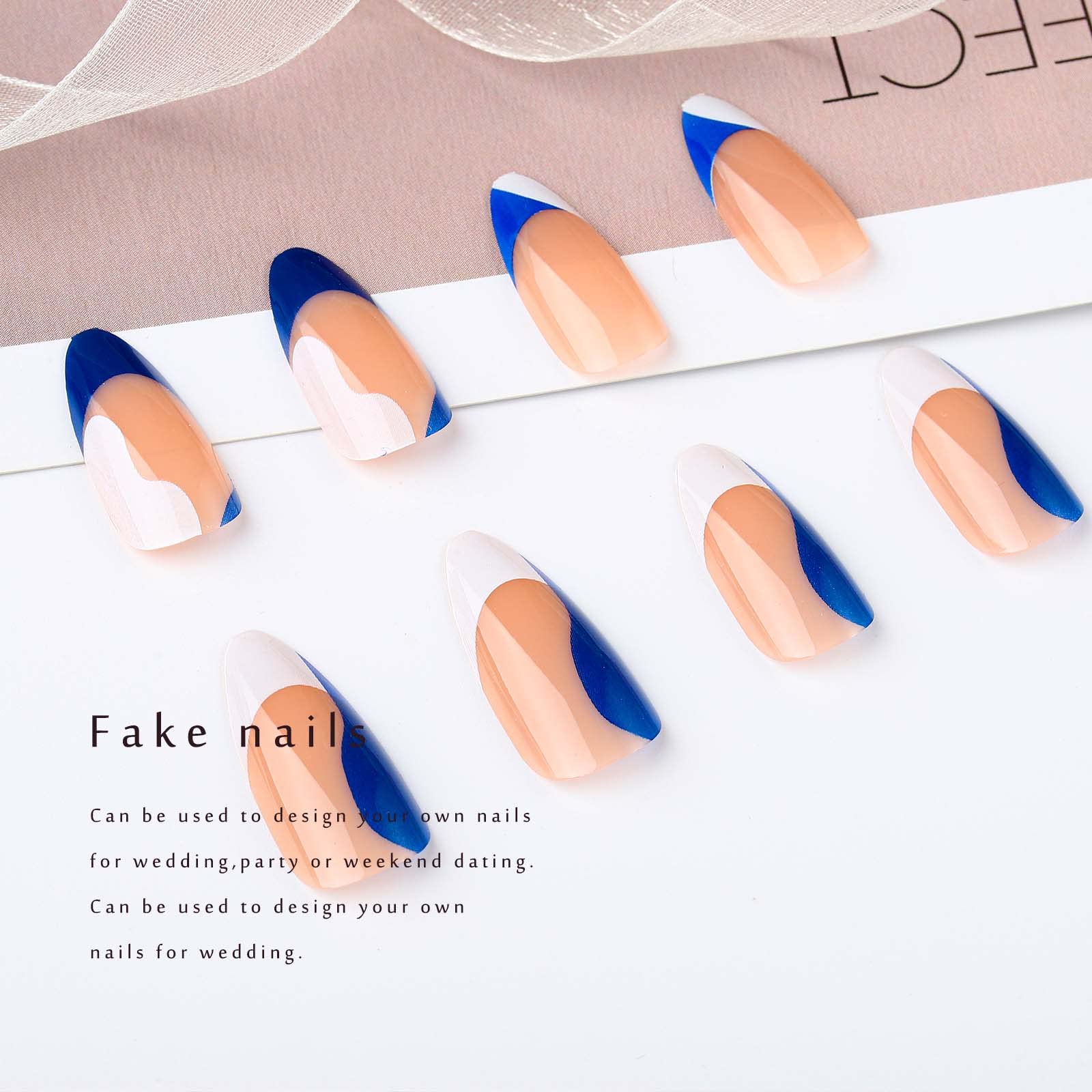 Florry Press on Nails - 24PCS Short Fake Almond French Tips Acrylic Nails, Glossy Full Cover Artificial Nails for Women and Girls | Perfect for Parties, Weddings, Daily Wear & Special Occasions