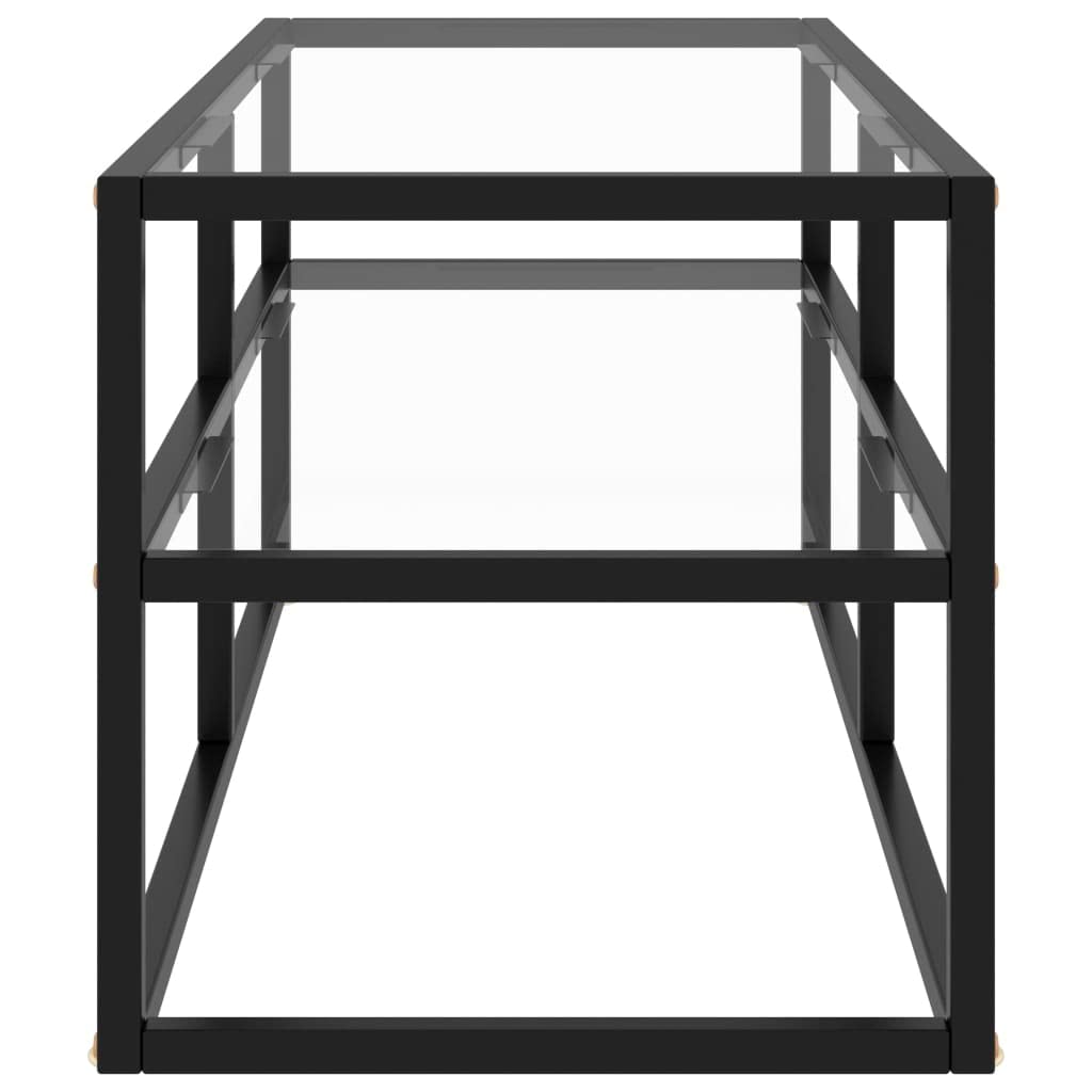 Modern Black TV Stand with Tempered Glass - 39.4