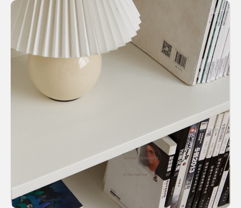 Stylish Poplar Solid Wood Bookcase in Cream - Perfect for Living Room, Bedroom, or Home Office Storage