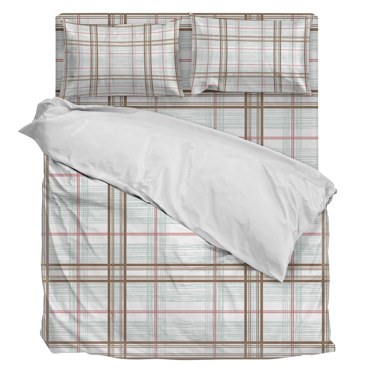 Three Sunflower 4-Piece Full Size Duvet Cover Set - Soft Luxury Lattice Print Bedding (1 Duvet Cover + 1 Fitted Sheet + 2 Pillowcases) for Cozy Bedroom Decor & Guest Room Essentials