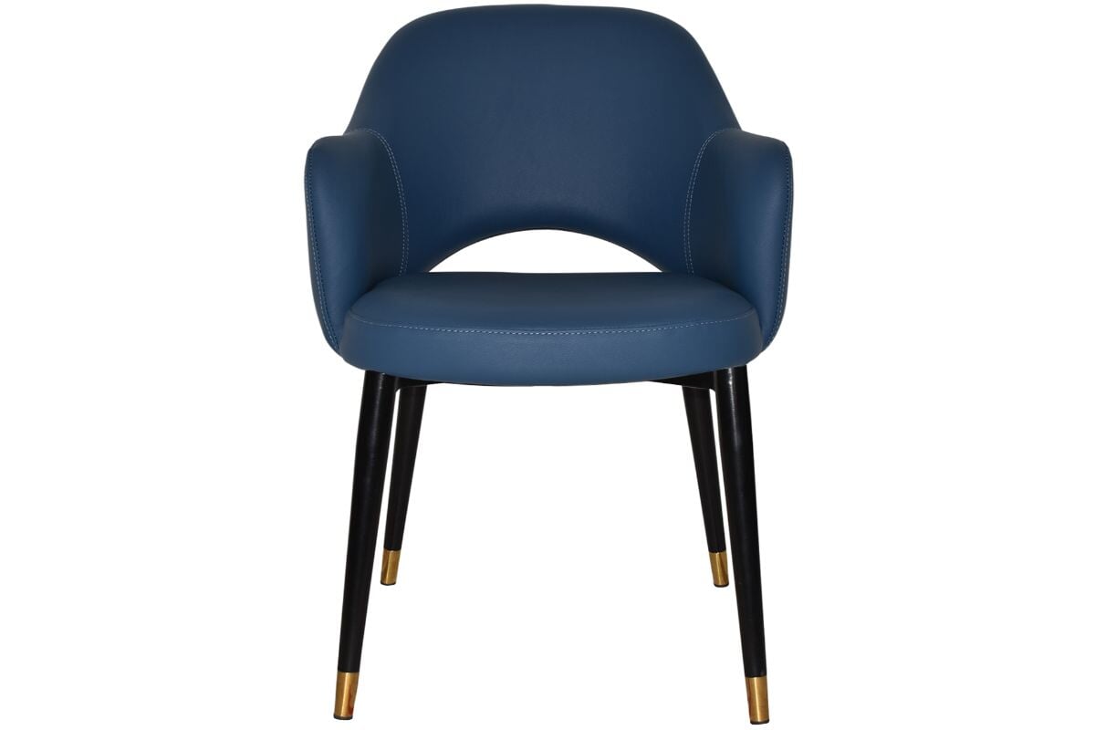 EZ Hospitality Cairo Indoor Armchair with Metal Base - Slim Black Brass 4-Leg Design for Living Room, Office or Dining Room Decor
