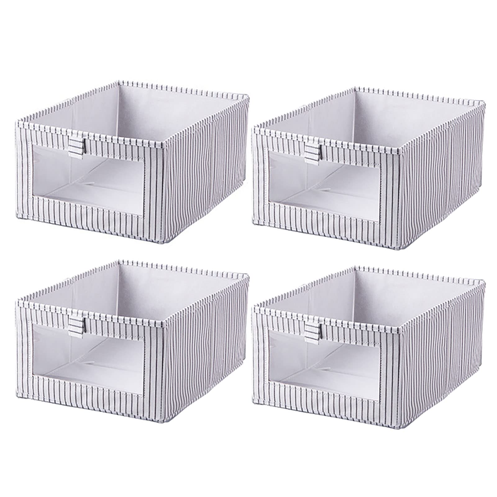 YYGZSUN Large Rectangle Storage Basket - 4-Pack Waterproof Foldable Fabric Bins with Handles for Clothes, Toys & Towels (White, Large) - Perfect for Home Organization, Office Storage & Nursery Room Decor