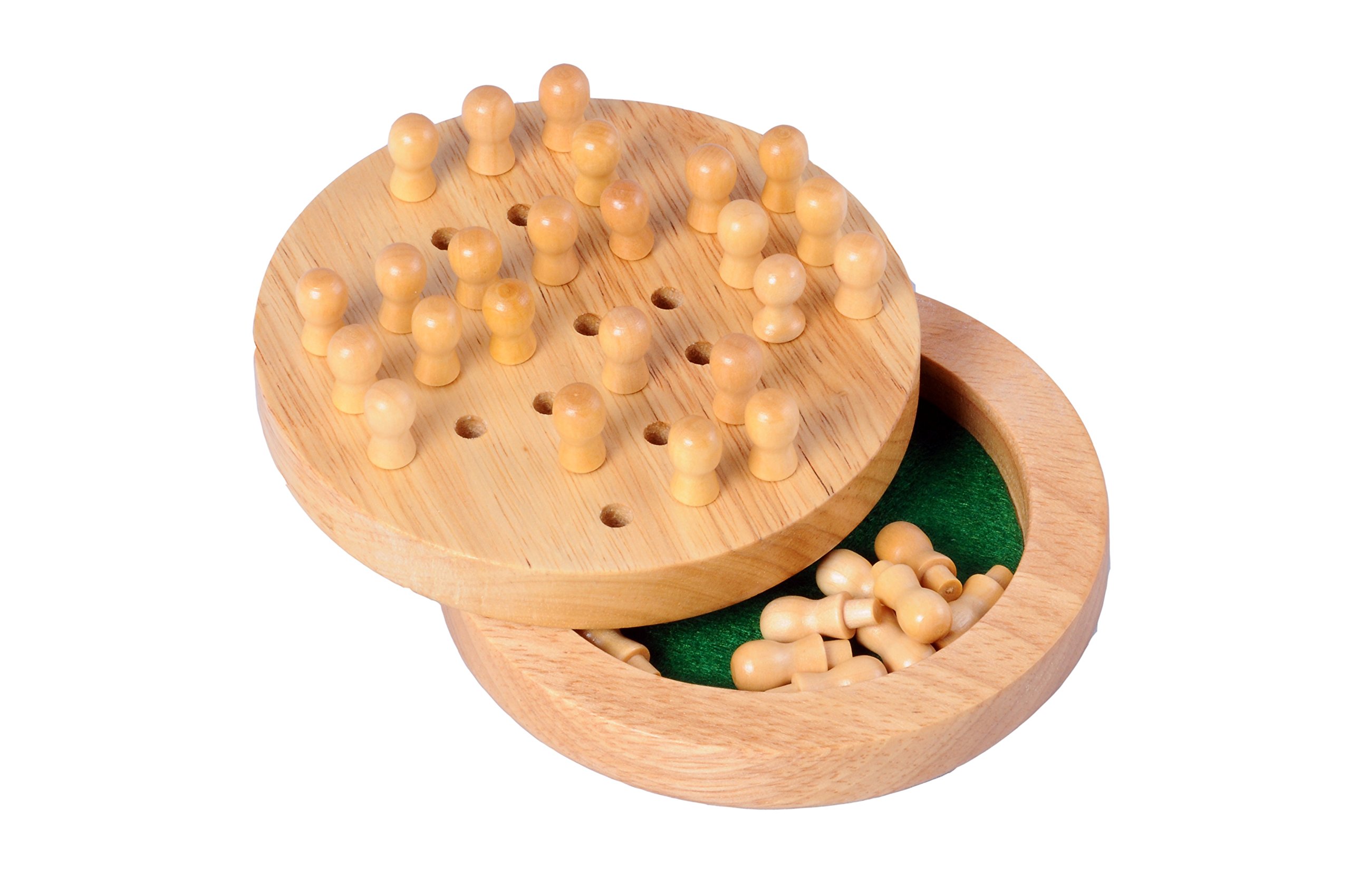 Engelhart 200117 Wooden Round Solitaire Game - 12 cm - Board Game & Logic Puzzle - Perfect for Travel, Gifts, and Family Fun - Ages 6+