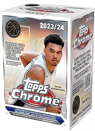 2023-24 Topps Chrome Basketball Blaster Box - 28 Cards per Box with Pink Refractors | NBA Trading Cards for Collectors, Gift for Basketball Fans, Perfect for Game Nights & Memorabilia Collections