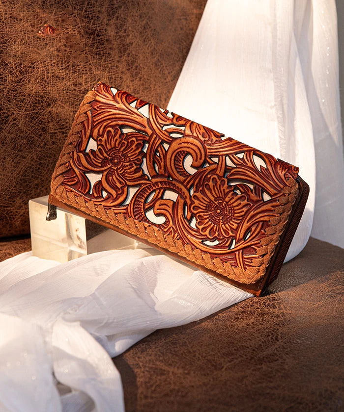 Trinity Ranch Genuine Leather Tooled Tote Bag - Western Style Handbag for Women, Perfect for Work, Travel and Everyday Use