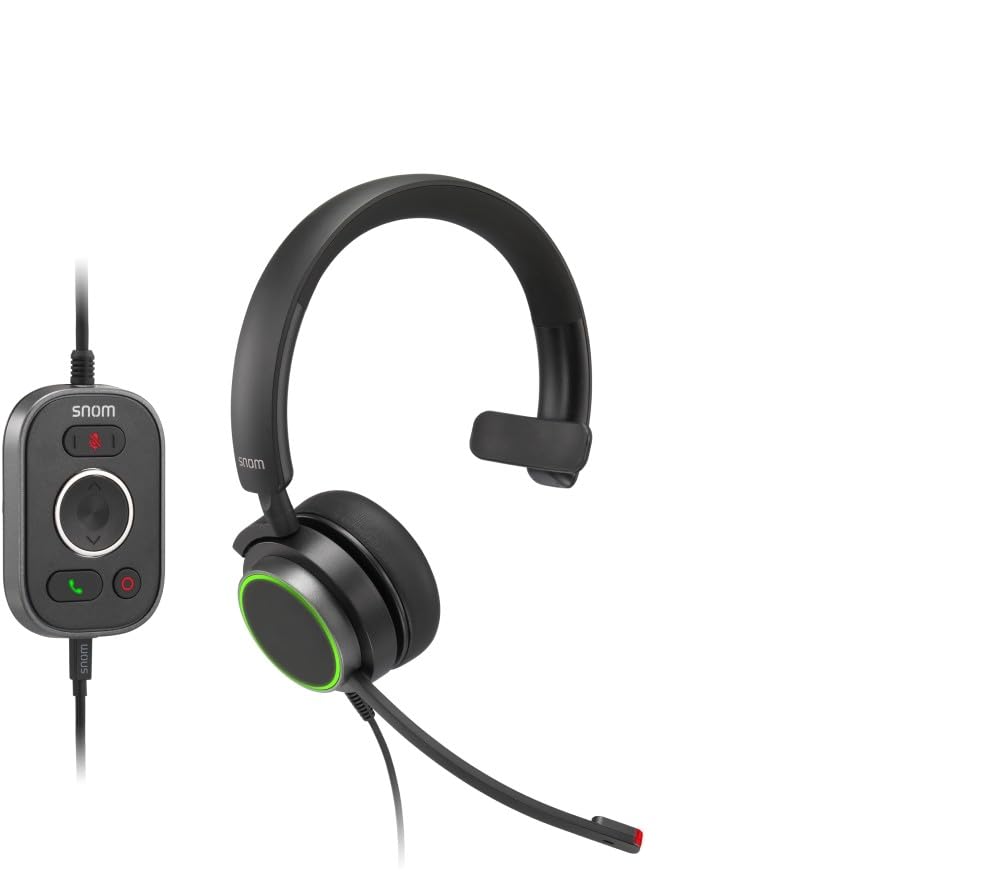 Snom A330D Wired Over-Ear Headset with Microphone - Noise Cancelling Gaming Headphones with Detachable Cable for PC, Office, and Online Meetings | Model 00004597