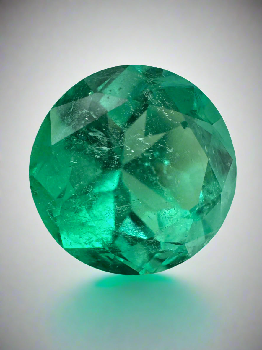 5.48 Carat Natural Colombian Emerald - 11.3x11.3mm Round Vivid Green Gemstone for Jewelry Making, Engagement Rings & Luxury Gifts