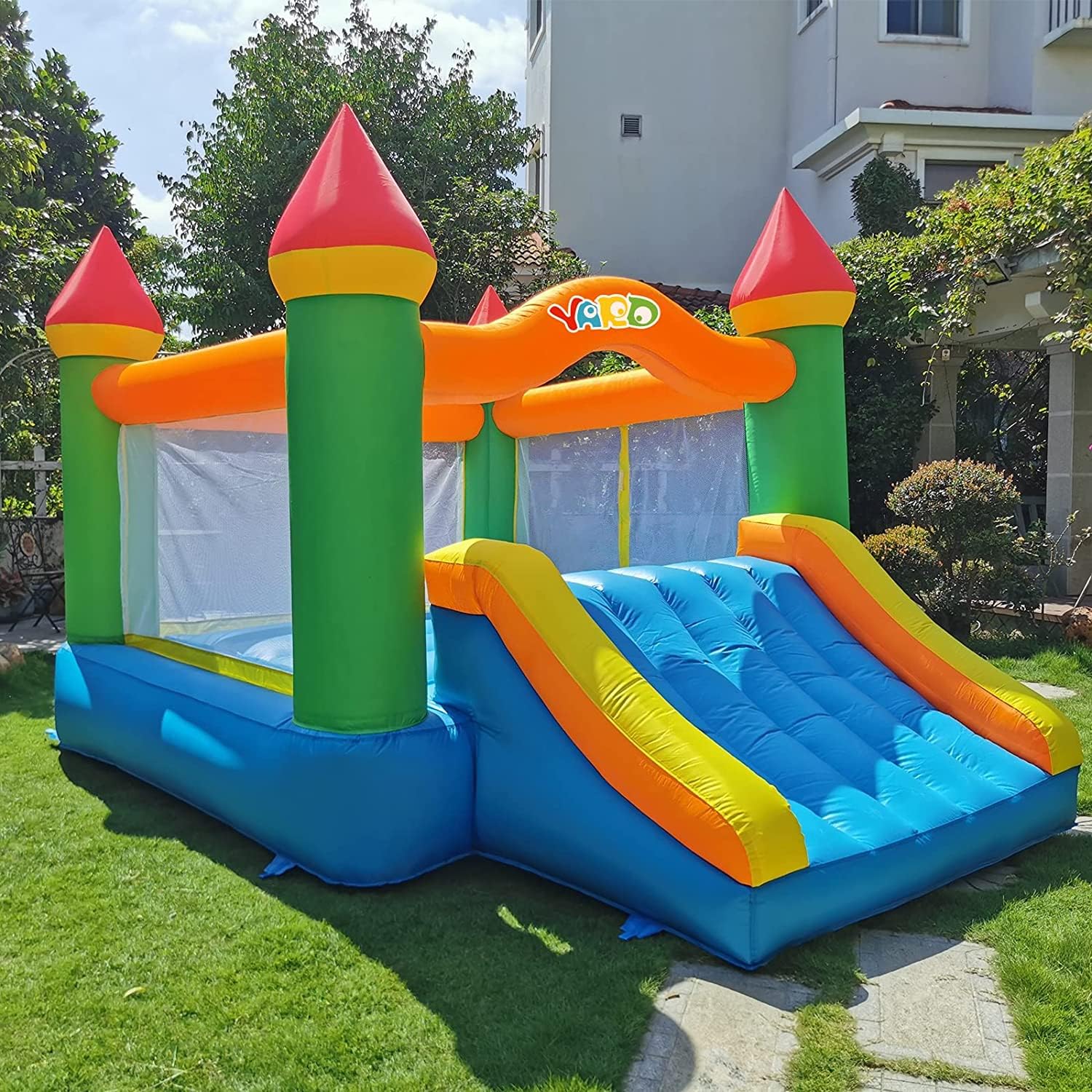 **YARD Inflatable Bounce House with Slide for Kids 5-12 | 12ft x 9ft x 8ft Bouncy Castle for Outdoor & Indoor Use | Jump House with Blower for Toddlers, Kids & Adults | Perfect for Backyard Parties, Birthday Celebrations & Family Gatherings**