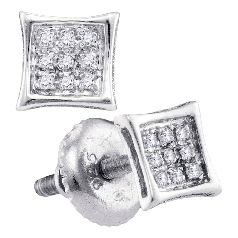 10K White Gold Men's Diamond Kite Cluster Earrings - 1/20 Ct Round Cut Stud Earrings for Men - Perfect for Weddings, Anniversaries & Special Occasions
