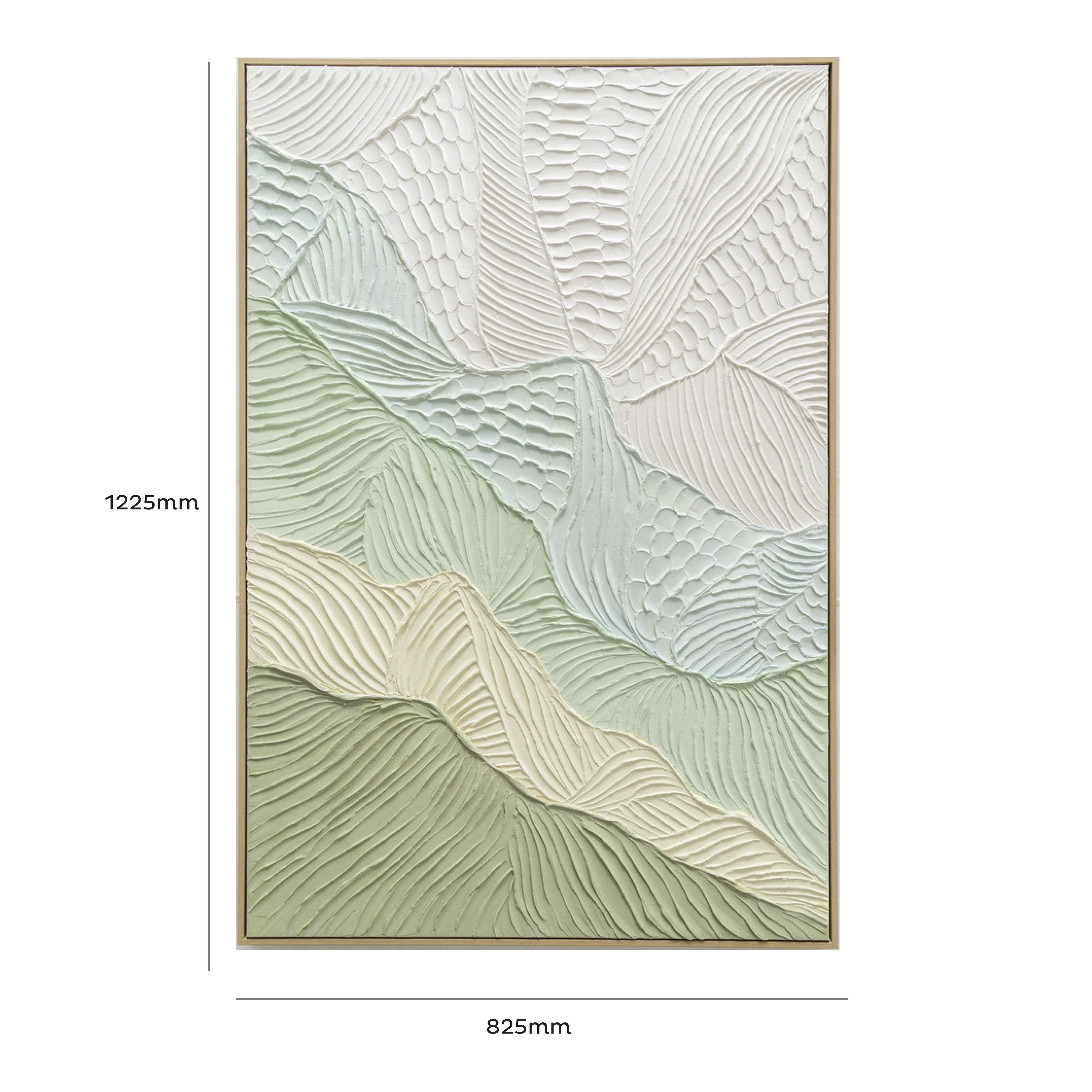 Urban Style Brushmarks Oil Painting - Textured Sage Ripple Abstract Wall Art for Living Room, Bedroom & Office Decor