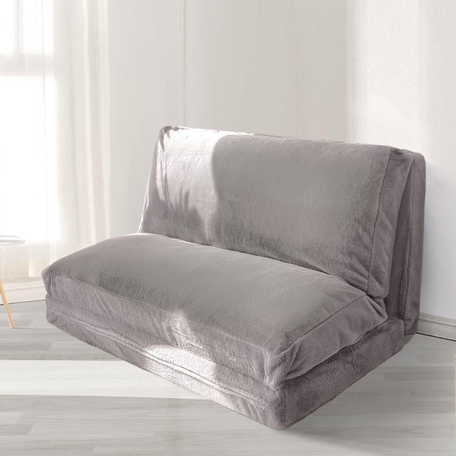 MAXYOYO Bean Bag Folding Sofa Bed - Extra Thick Floor Mattress with Washable Faux Fur Cover | Perfect for Living Room, Bedroom, Dorm & Game Room Lounging