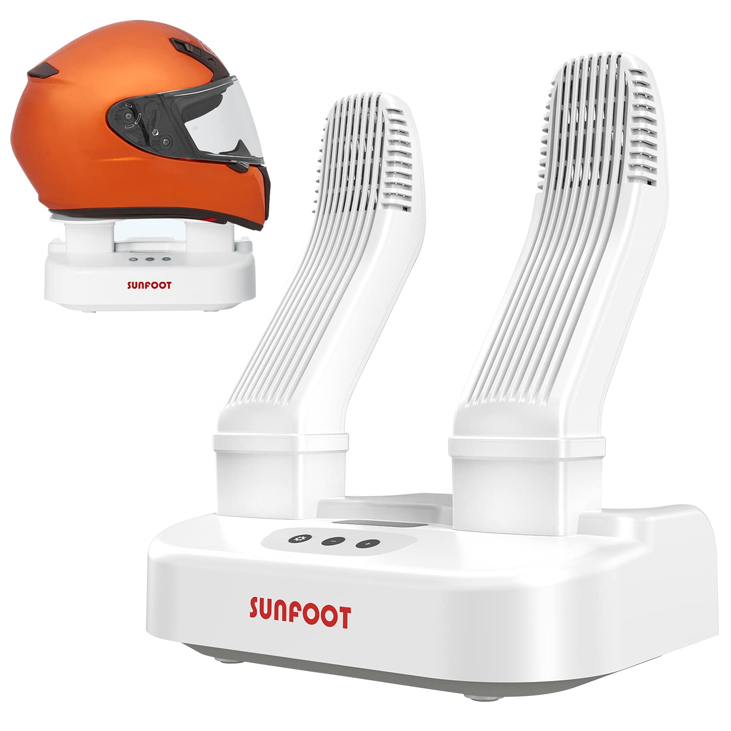 SUNFOOT Boot Dryer & Shoe Dryer - Fast Drying Gear for Work Boots, Ski Boots, Motorcycle Helmets, Gloves & Hats - Adjustable Timer & Rack with Heat Blower - Perfect for Winter Sports, Outdoor Work & Motorcycle Riding (White)