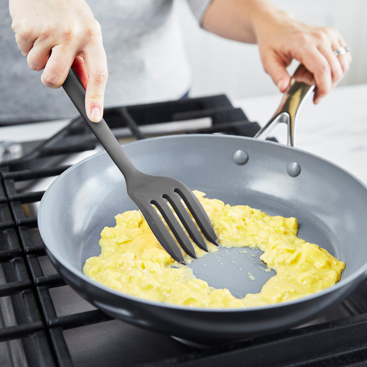 Premium Platinum Silicone Fork - Durable, Heat-Resistant & BPA-Free Gray Utensil for Cooking, Baking, Camping & Outdoor Dining