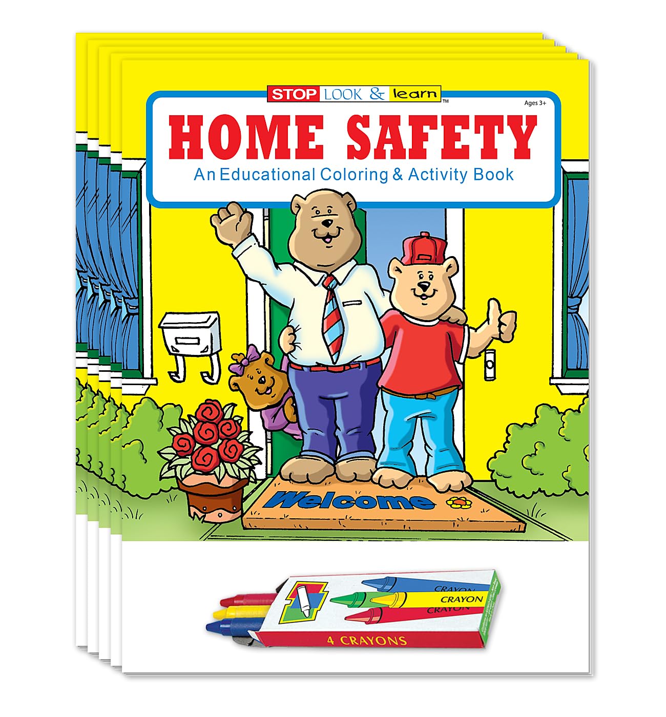 ZOCO Home Safety Educational Coloring Books - 25 Pack Bulk with Crayons | Teach Kids Safety at Home | Fun Games, Puzzles & Activities for Children | Perfect for Classrooms, Daycares & Homeschooling