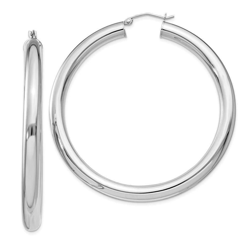 925 Sterling Silver 5mm Round Hoop Earrings for Women - 57mm x 55mm Dainty Everyday Jewelry, Perfect for Work, Date Night & Gifts