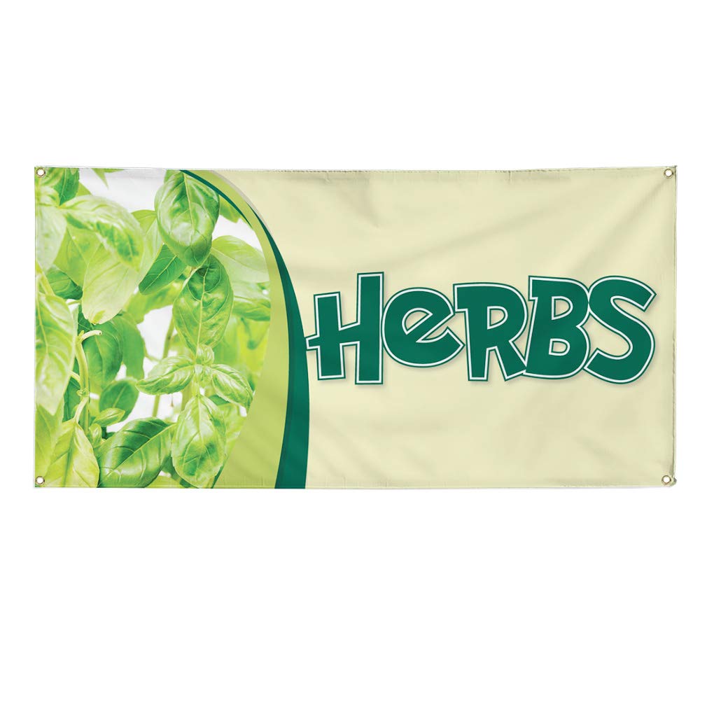 Durable 60x144 Inches Vinyl Banner with 10 Grommets - Weatherproof Outdoor Advertising Sign for Herbs, Food & Beverage, Industrial & Yard Use - Perfect for Farmers Markets, Garden Centers & Retail Displays