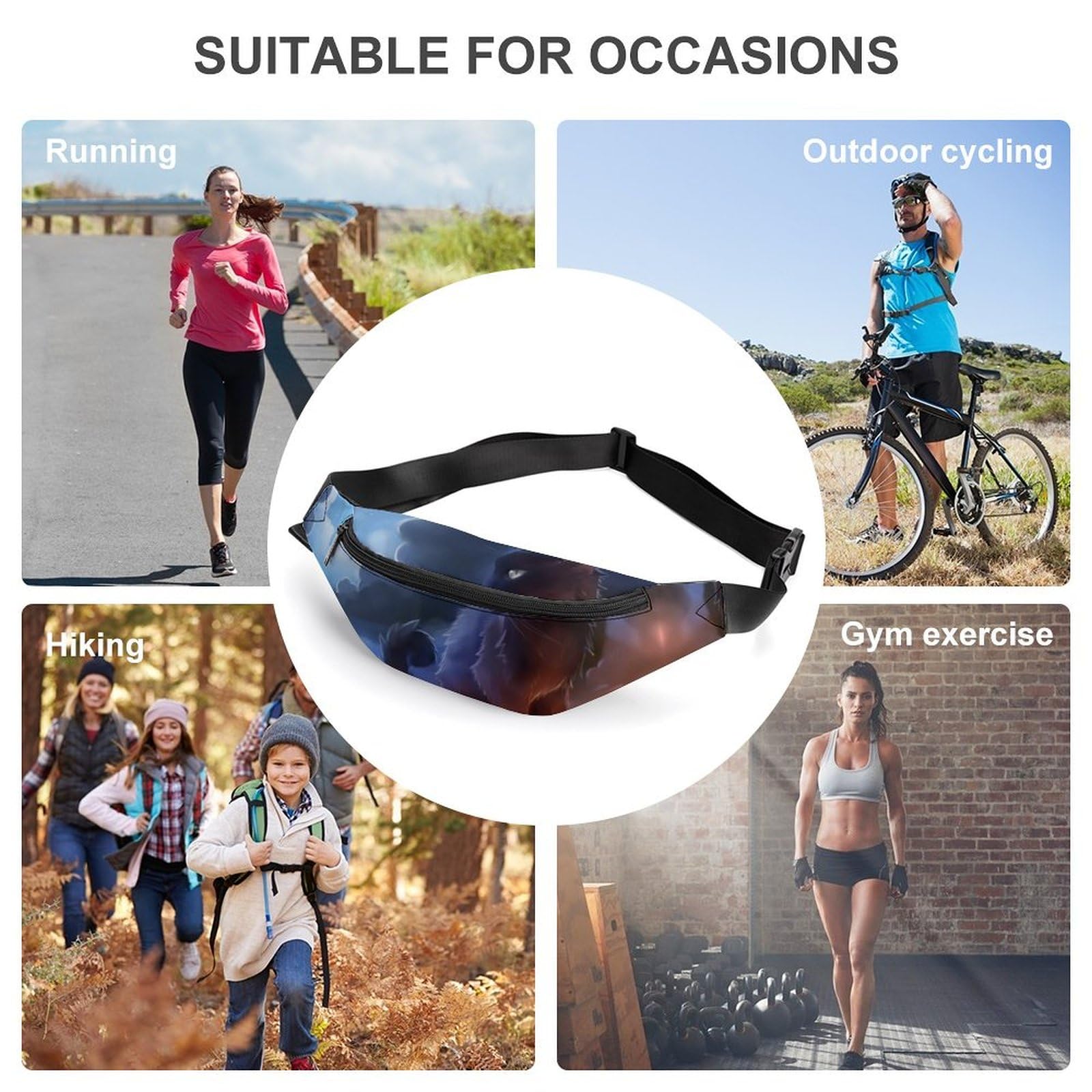 Cat Warrior Unisex Adjustable Waist Pack - Crossbody Fanny Pack for Travel, Hiking & Walking - Perfect for Outdoor Adventures & Daily Use