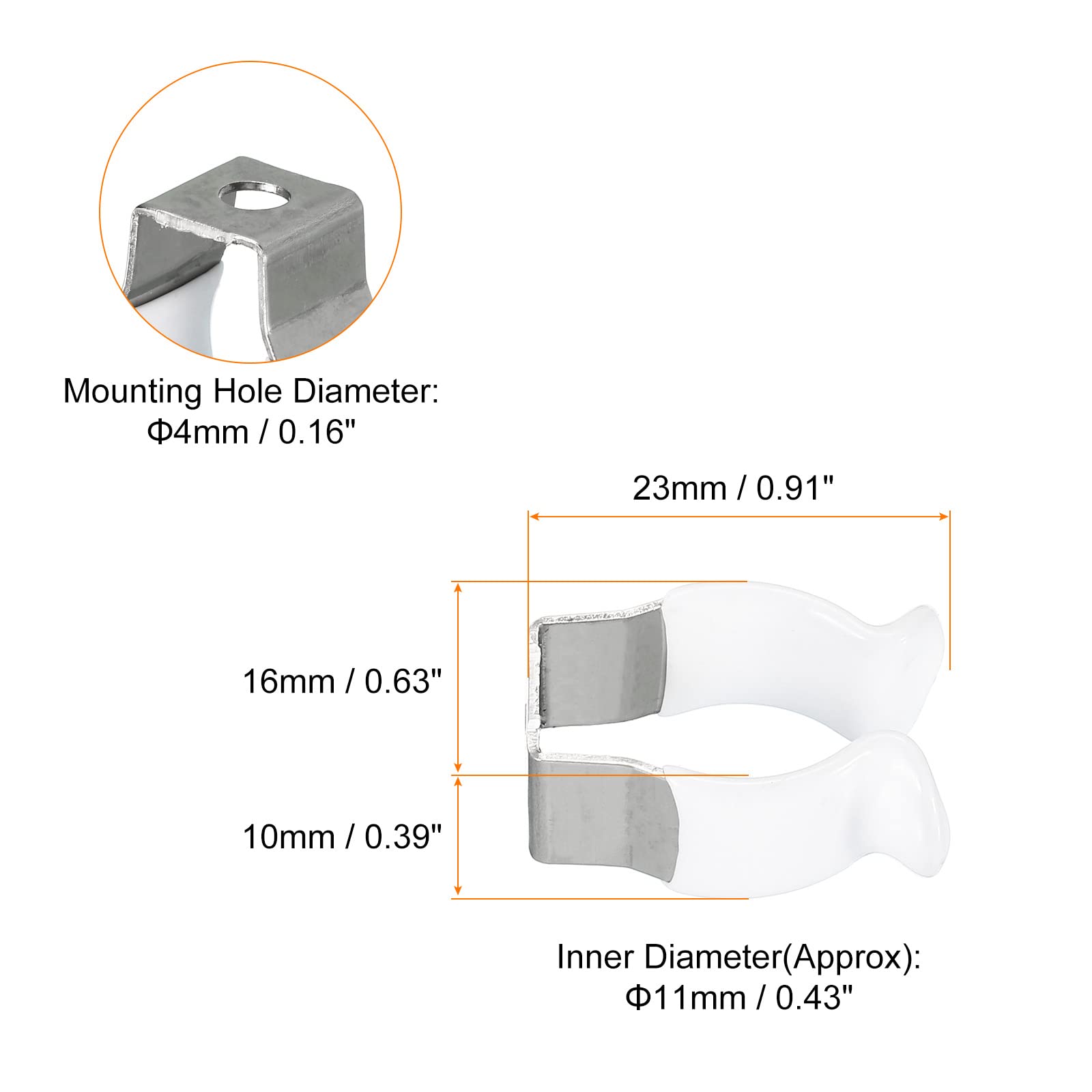MECCANIXITY T5 U Clips Holder Bracket - 10 Pack Stainless Steel LED Light Bulb Mounting Bracket, Fluorescent Tube Holder with Screw Pipe Clamps & Spring Tool Clips (White) - Perfect for Home, Office, and Workshop Lighting Fixtures Installation