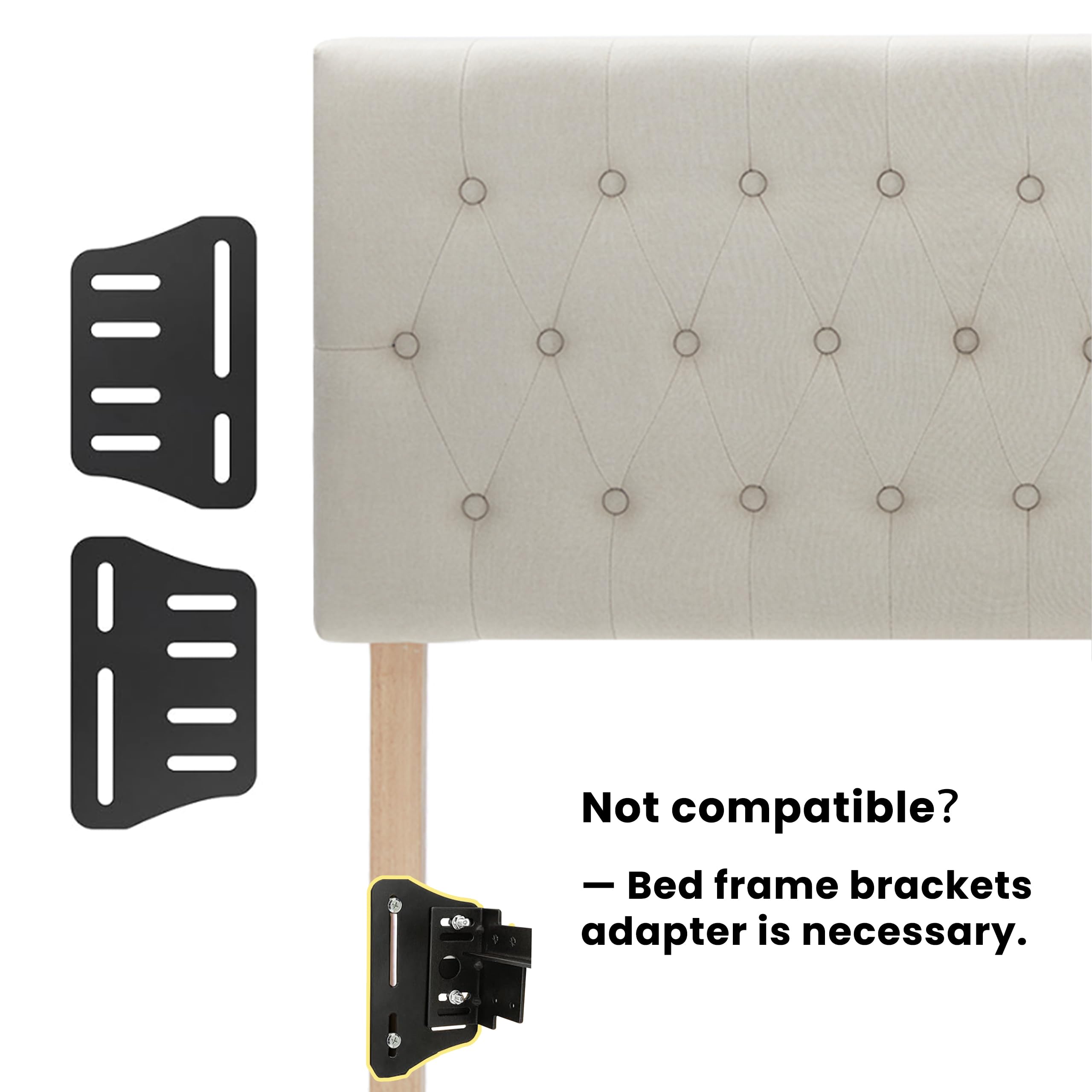 Kingfun Tufted Upholstered Queen Size Bed Headboard - Modern Button Design Adjustable Solid Wood Frame with Premium Linen Fabric - Beige Bedroom Headboard for Master Bedroom & Guest Room Decor