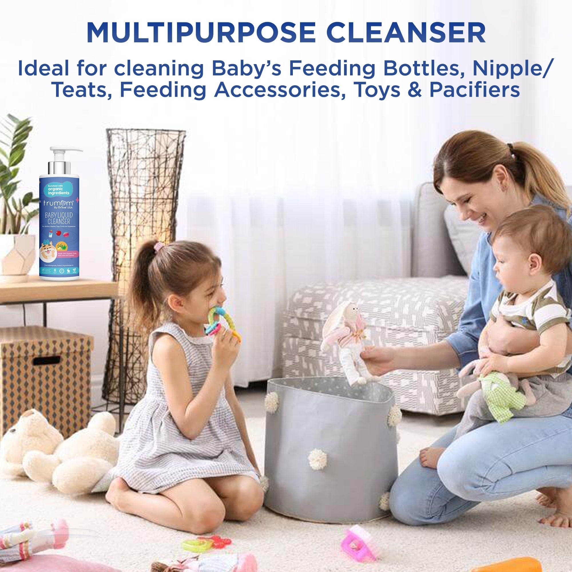 Organic Baby Bottle Cleaner Liquid - 500ml | Trumom USA | Toxin-Free, Safe Certified, Australian Made | Gentle Cleaning for Baby Bottles, Pacifiers & Toys | Expiry March 2024