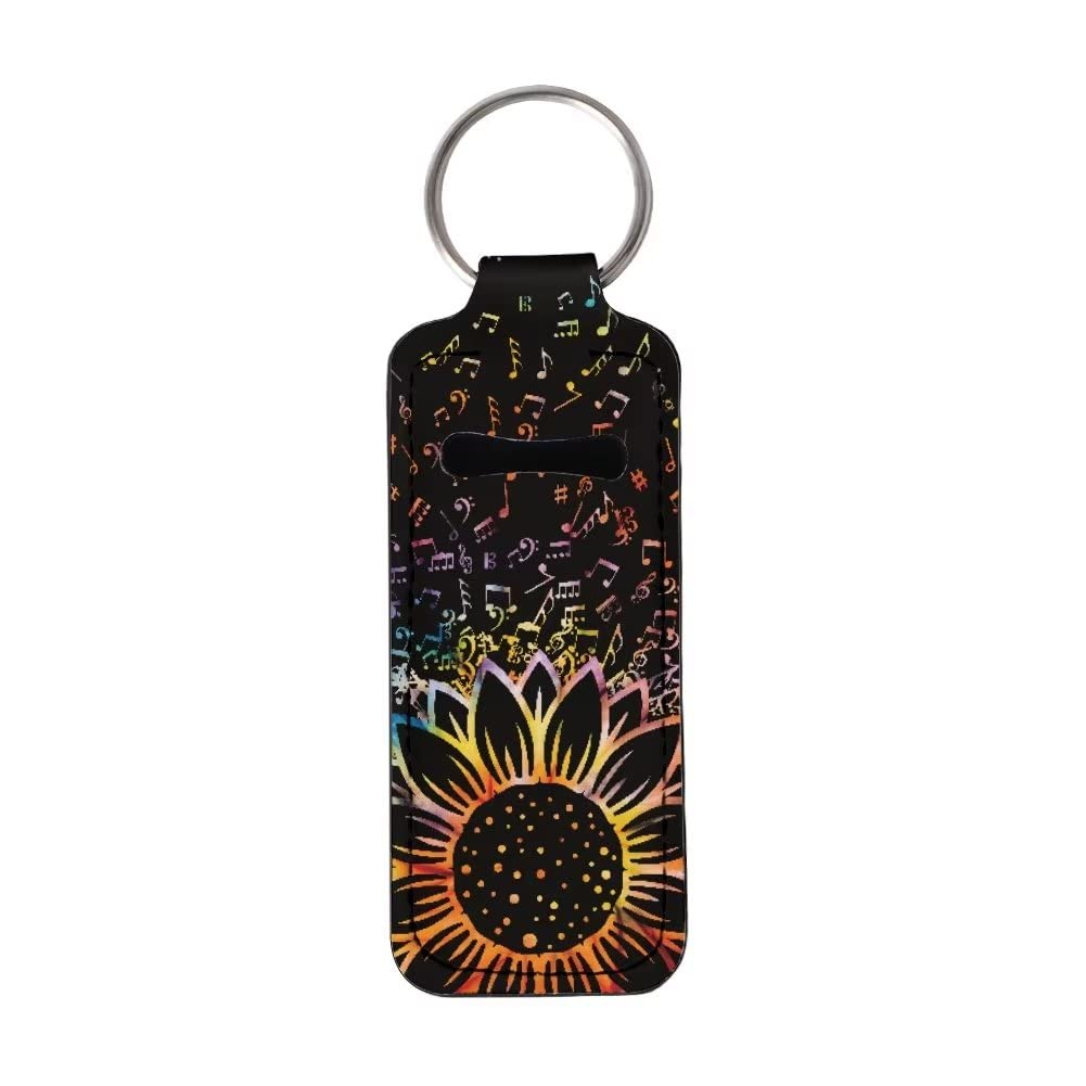 YoungerBaby Music Sunflower Lip Balm Holder Keychain - Cute Chapstick Sleeves & Pouch for Keys - Perfect for School, Work, Travel and Daily Use