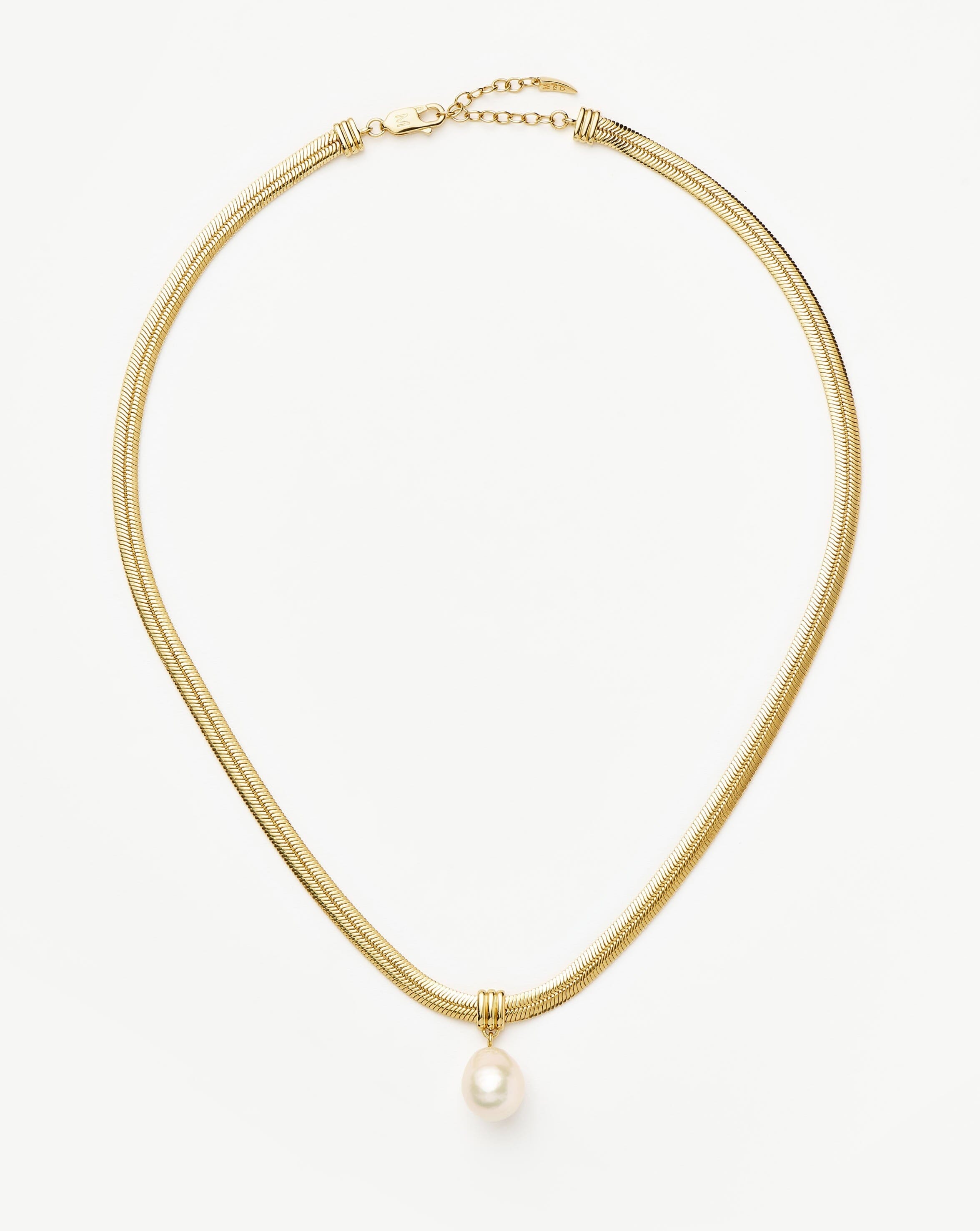 Elegant Baroque Pearl Snake Chain Pendant Necklace - 18k Gold Plated Vermeil with Natural Pearl | Perfect for Weddings, Parties & Special Occasions