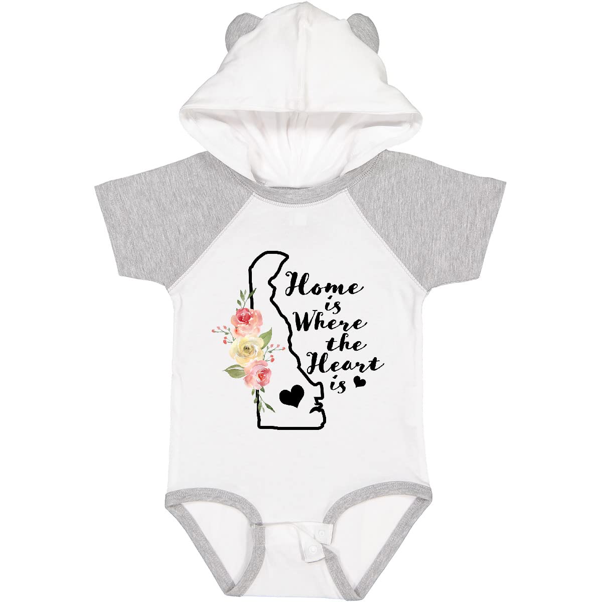Inktastic Delaware Home is Where The Heart is Watercolor Baby Bodysuit - Soft Cotton Infant Onesie for Newborns & Toddlers - Perfect for Family Photos, Holidays & Everyday Wear