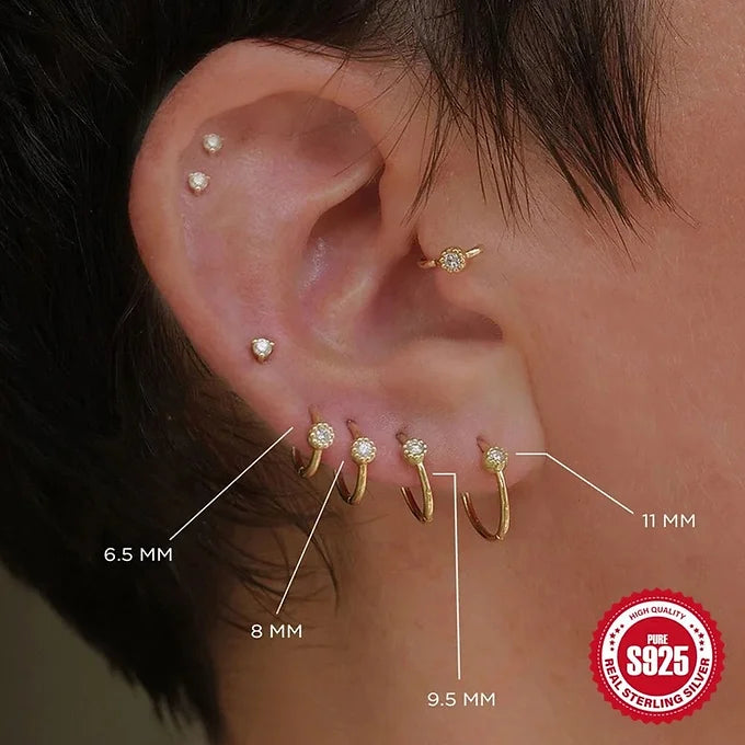 Simple Gold Huggies Hoop Earrings - 8mm CZ Cartilage Hoops for Women, Minimalist Plain Hoop Earrings for Daily Wear | Perfect for Work, Date Night & Gifts | HC019