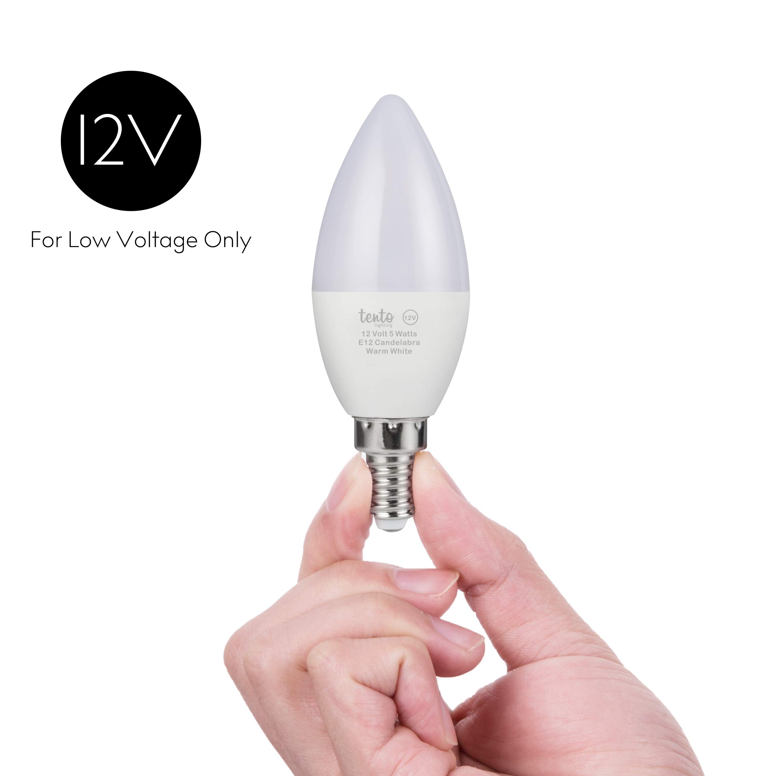 12V LED Candelabra Light Bulbs 6 Pack - E12 Base, Warm White 3000K, 270° Beam Angle - Perfect for Chandeliers, Wall Sconces, RV & Cabin Lighting - Energy Efficient Low Voltage Candle Bulbs for Cozy Ambiance