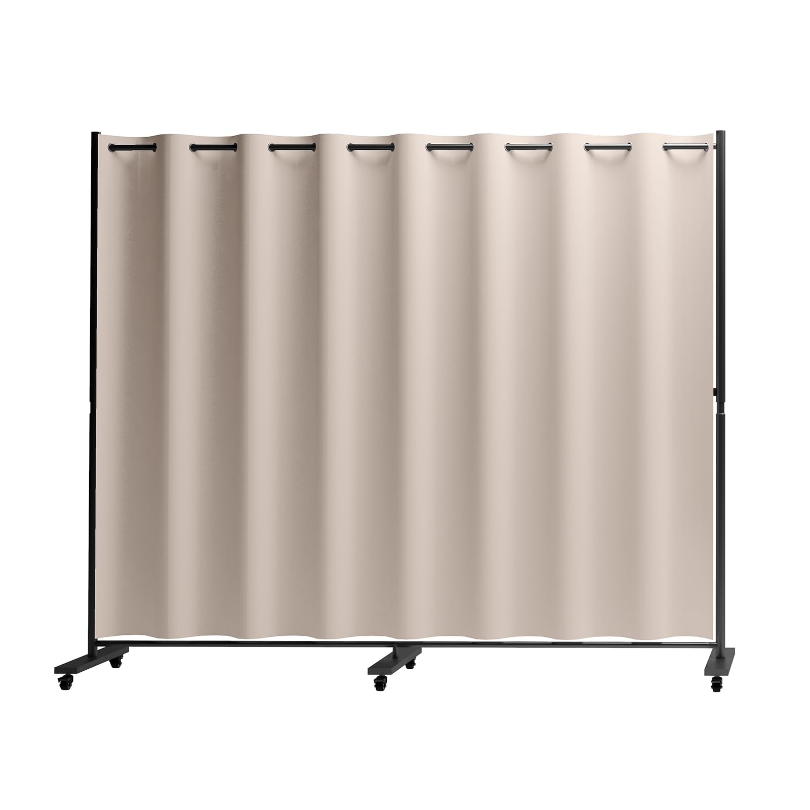 Madamera 7 ft x 10 ft Adjustable Room Divider with Black Metal Frame - Blackout Curtain & Portable Partition Screen for Office, Bedroom, Kitchen - Apricot Color | Perfect for Privacy, Space Division & Home Decor