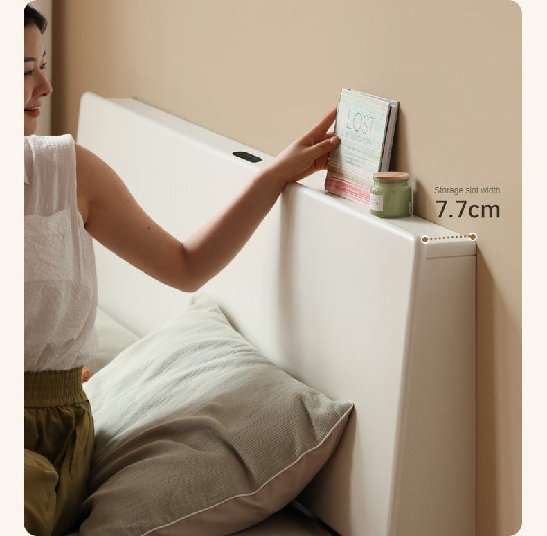 Solid Poplar Wood Box Storage Bed in Cream - Underbed Storage Solution for Small Spaces, Bedroom Organization & Minimalist Decor