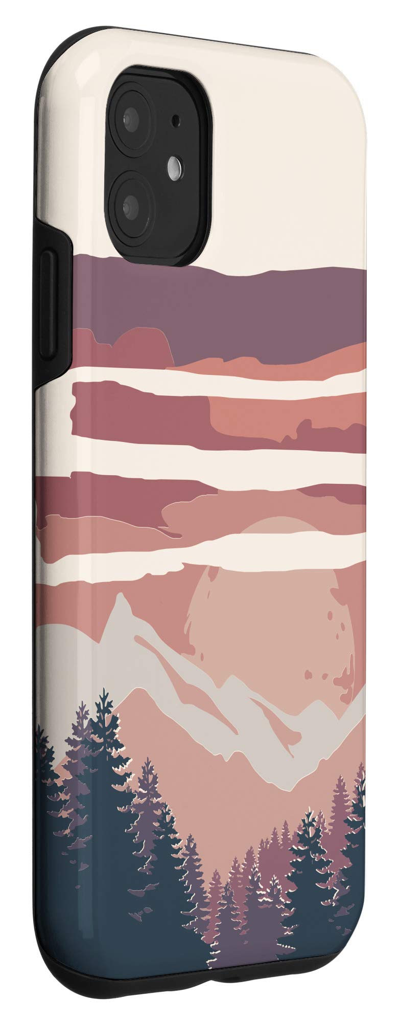Premium iPhone 11 Case with Vintage Landscape Design - Mountain Trees Sunset Art - Durable Protective Cover for Everyday Use, Travel & Outdoor Adventures