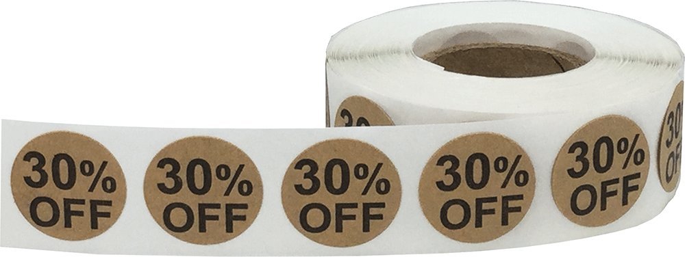 30% Off Natural Kraft Stickers - 0.75 Inch 500 Labels for Retail Packaging