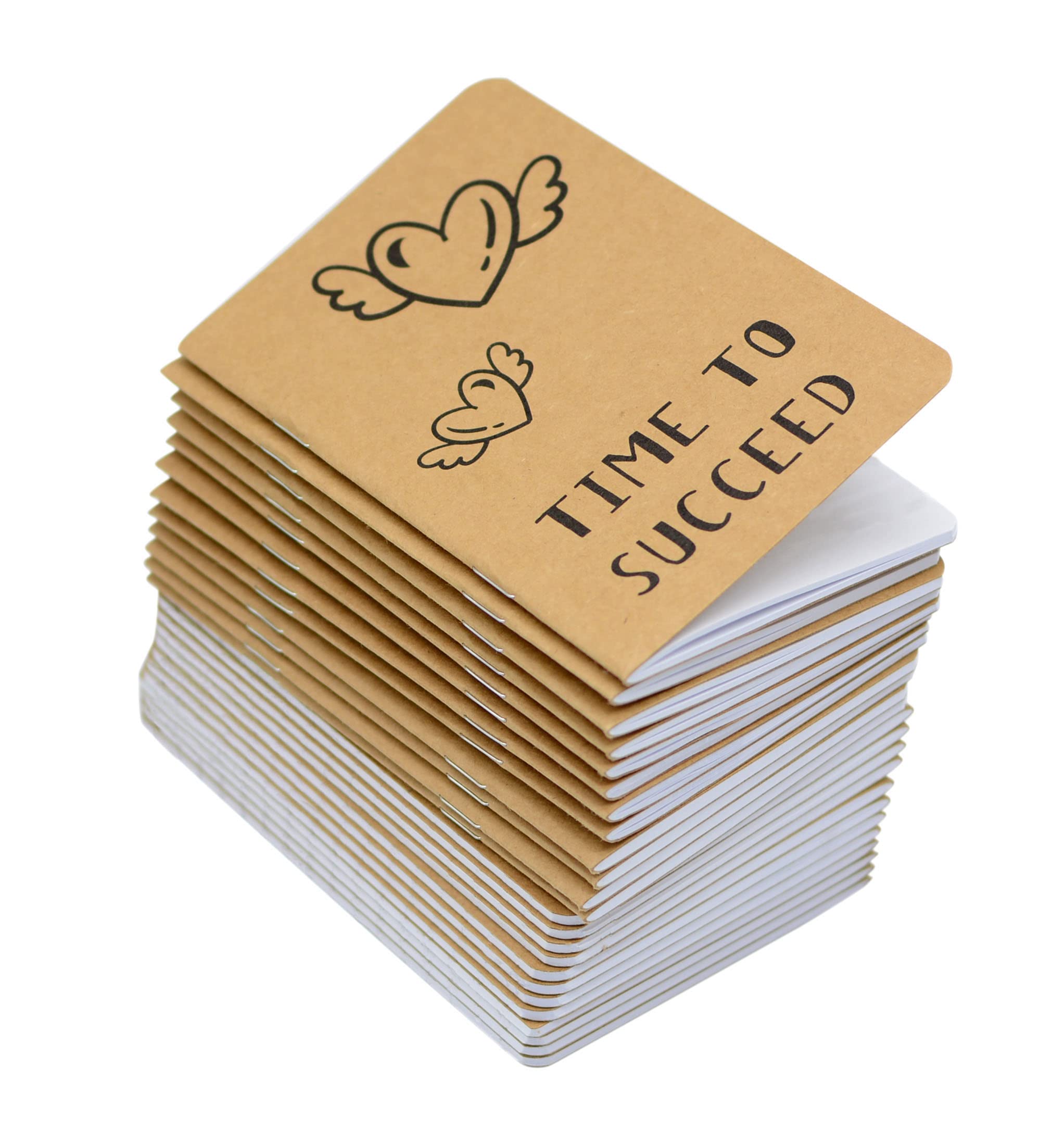 Inspirational Kraft Paper Notebooks - Mini Happy Journal Notepads Bulk (48pcs, 6 Styles, Brown Blank Pages) for School, Office, Home, Coworkers & Travel - Perfect Gift & Daily Motivation Supplies | Great for Journaling, Note-Taking & Thought Organization