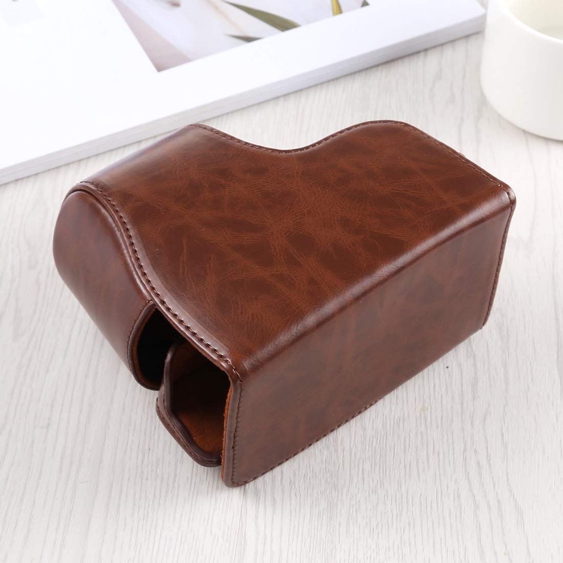 Premium PU Leather Camera Case Bag with Adjustable Strap for Sony A6400/ILCE-6400 - Durable Full Body Protection for Travel & Outdoor Photography