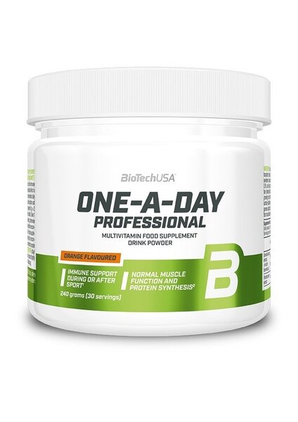 BioTechUSA One A Day Professional Multivitamin Supplement - 240g Orange Flavor for Daily Energy & Immune Support | Perfect for Active Lifestyles, Gym & Workout Recovery