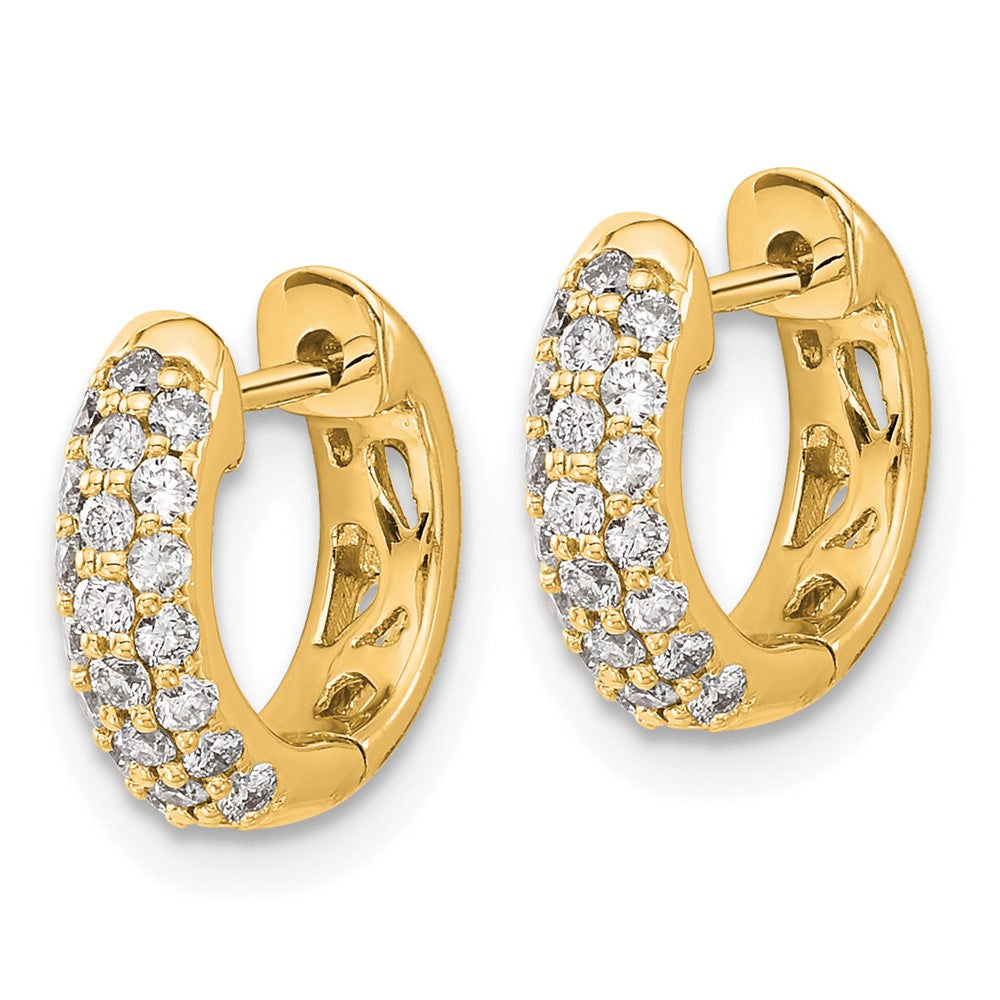 14K Gold Diamond Hinged Hoop Earrings - Elegant Dangle Hoops for Women | Model EM5386 050 YA | Perfect for Weddings, Parties & Everyday Wear