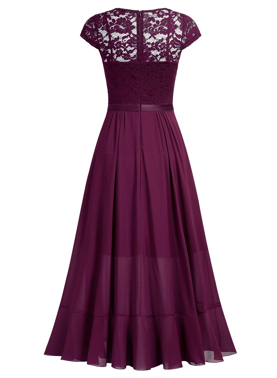 Elegant Miusol Women's V-Neck Lace Ruffle Maxi Dress for Bridesmaid, Wedding Party, and Special Occasions