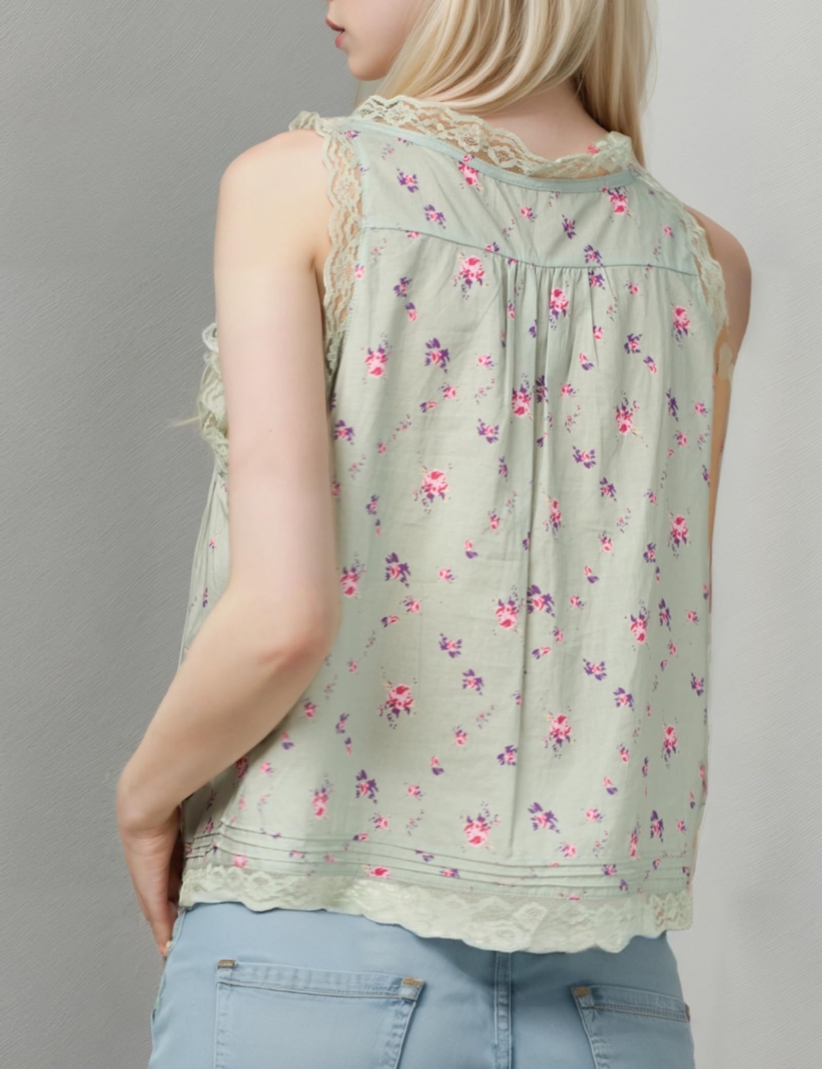 Boho Tie Front Lace Tank Top for Women - Sleeveless Mesh Chiffon Beach Crop Top, Y2K Summer Fashion 2025 | Perfect for Beach Vacations, Music Festivals & Casual Outings