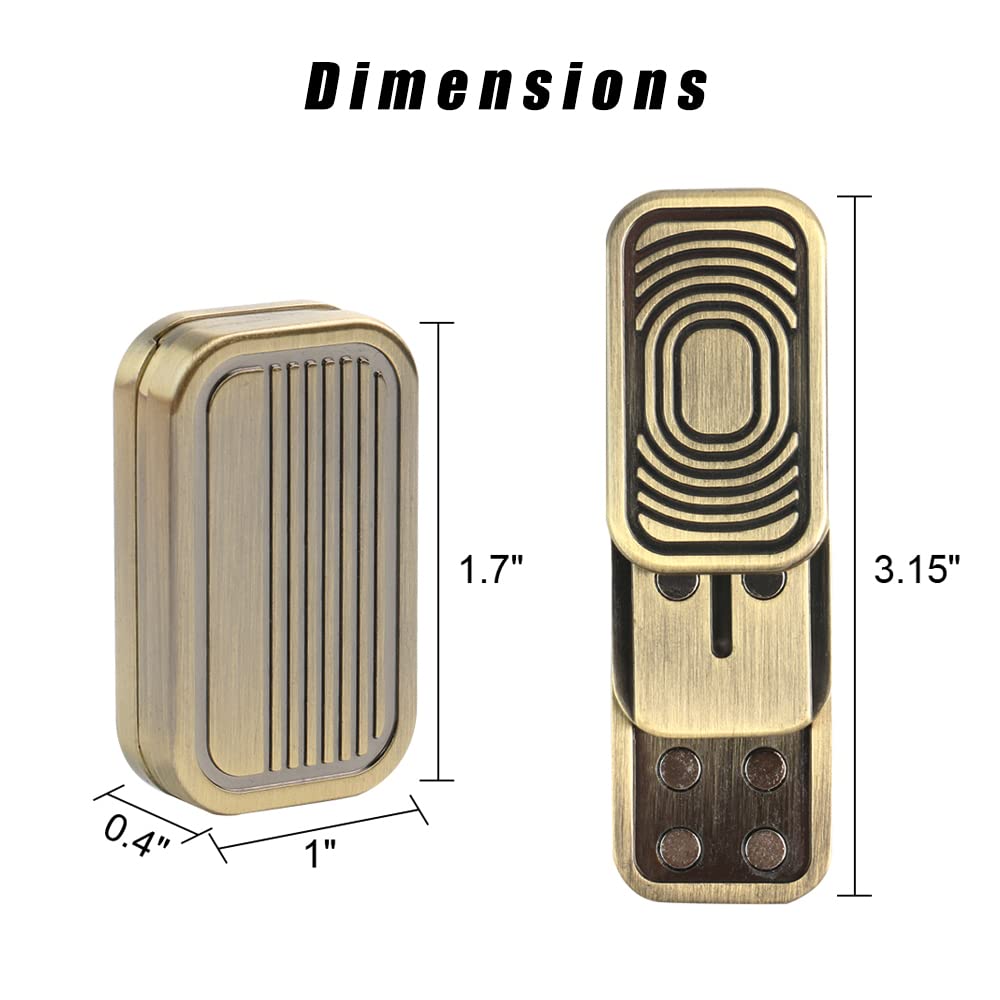 Premium Magnetic Metal Fidget Toy - Stress Relief Poker Push Slider for Adults | EDC Haptic Coin Desk Toy | Perfect Gift for Men, Boyfriend & Father | Office, Home & Travel Use (Brass CP3)