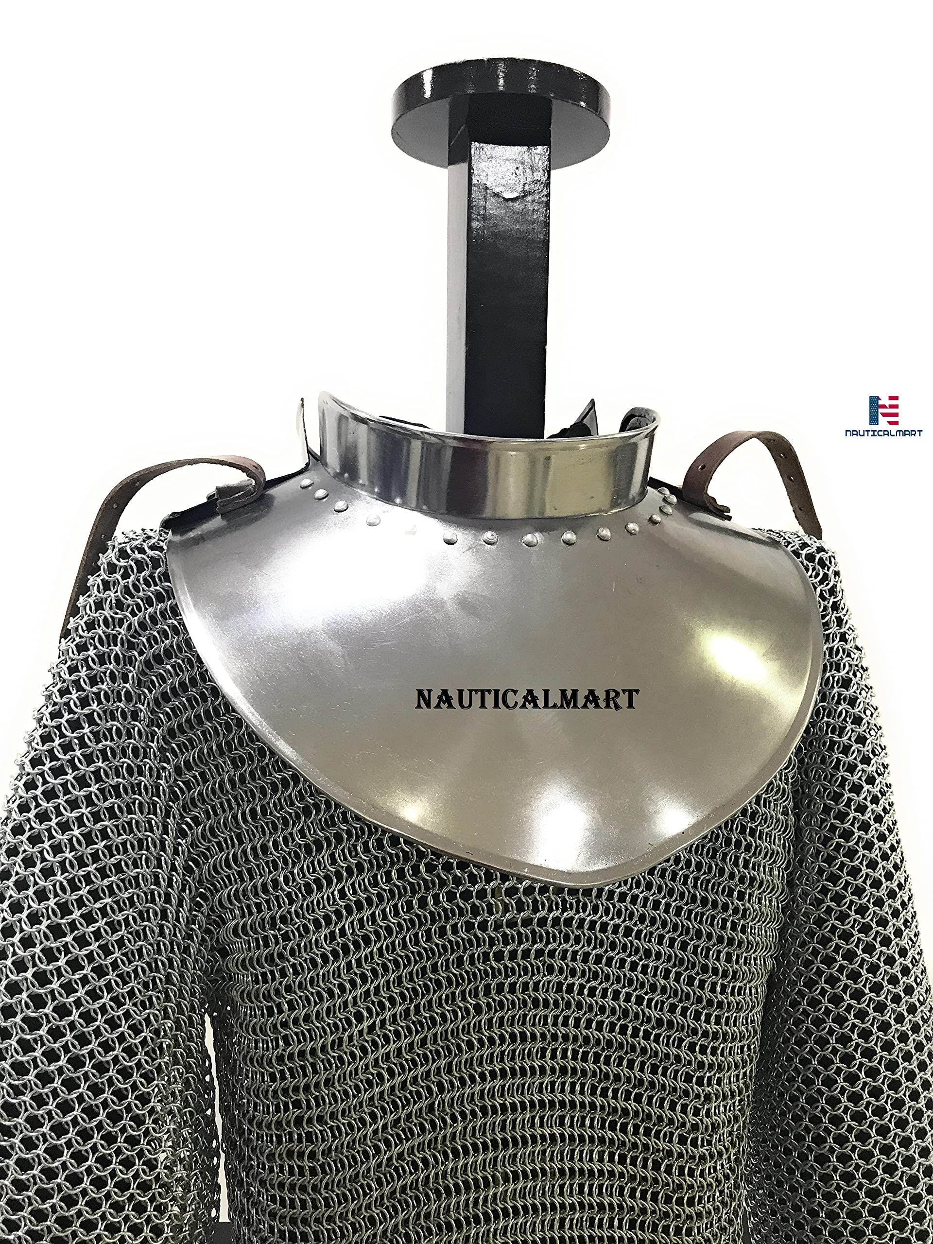 Medieval Iron Gorget Set - Gothic Armor Neck Protection for LARP, Cosplay & Renaissance Fairs - Silver Finish for Historical Reenactments