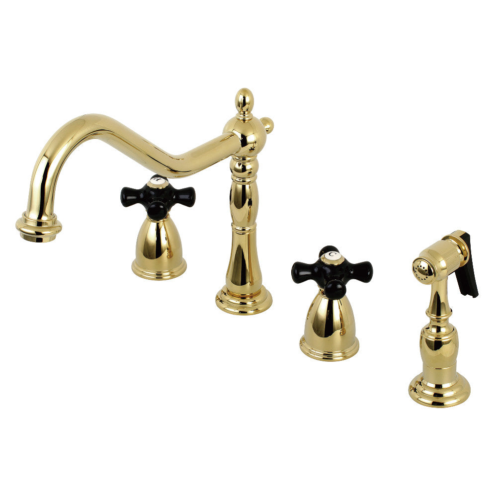 Kingston Brass KB1798PKXBS Widespread Kitchen Faucet - High Arc Pull Down Sprayer, Oil Rubbed Bronze Finish - Perfect for Modern Farmhouse & Commercial Kitchens