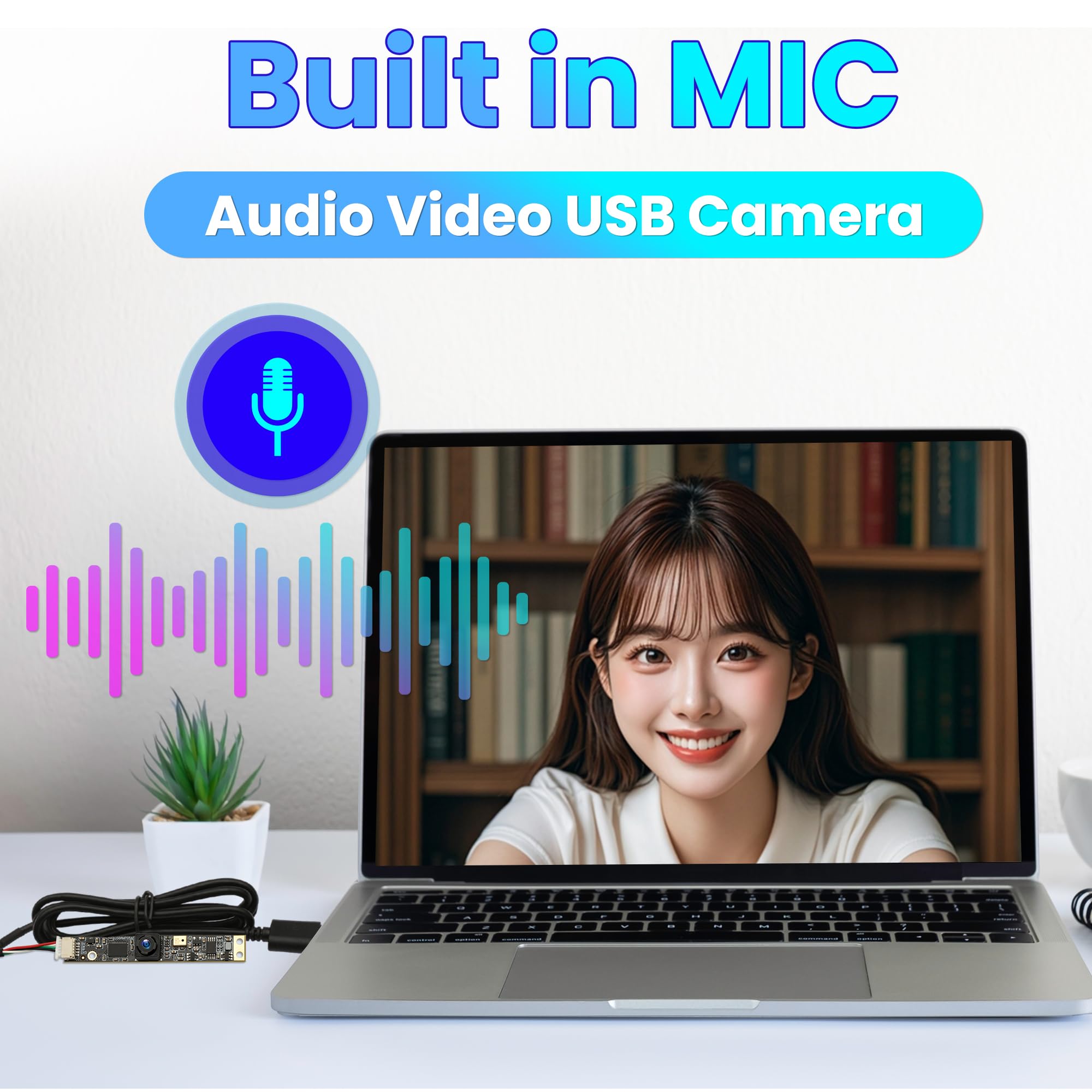 Svpro 8MP USB Camera with Microphone - Wide Angle Fixed Focus 4K UVC Webcam for PC, Raspberry Pi, Laser Engraver - Small Security Camera for Video Conferencing, Live Streaming & Home Monitoring