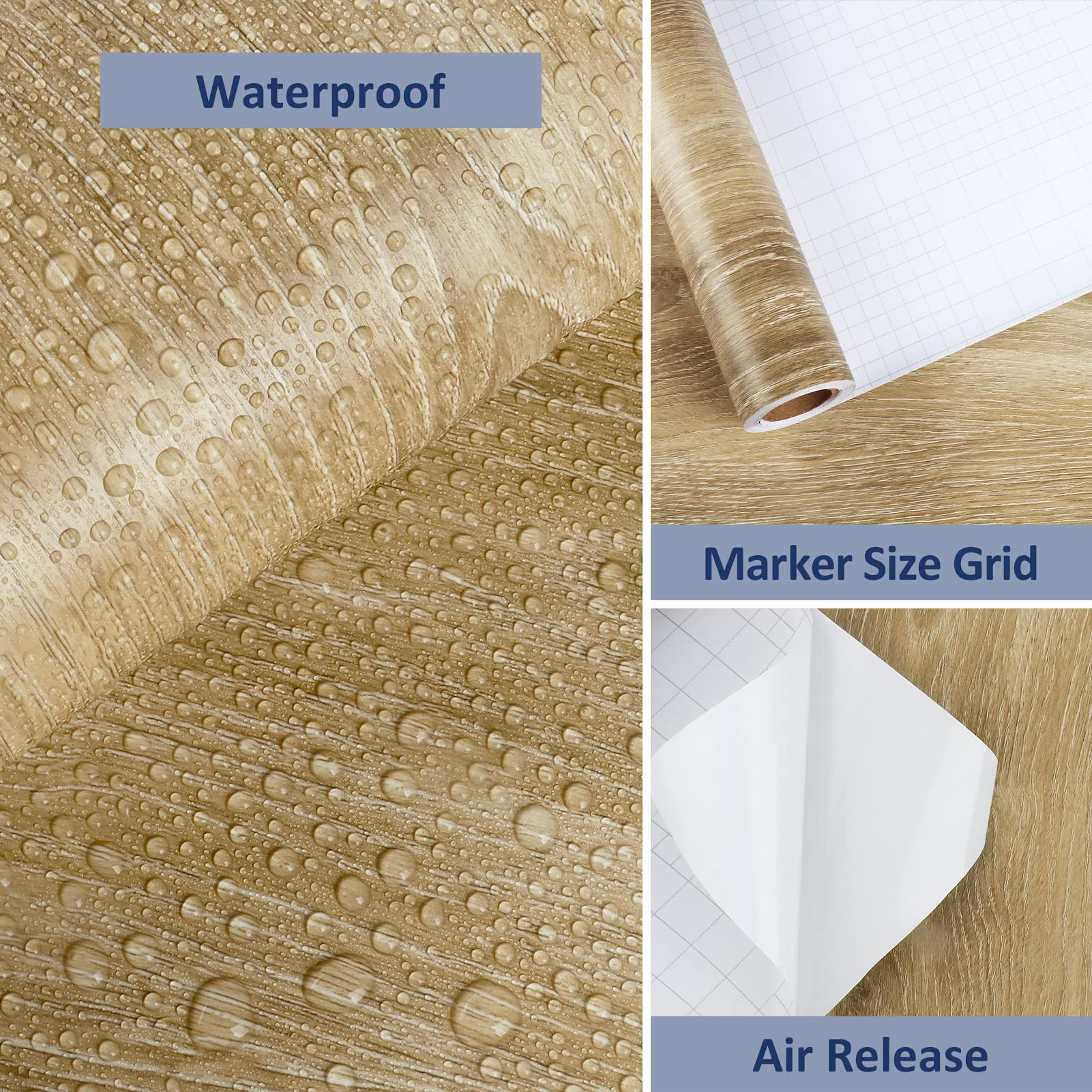 WESTICK Light Brown Wood Grain Peel and Stick Contact Paper - Self-Adhesive Waterproof Vinyl Wrap for Countertops, Cabinets, Tables & Walls (12x78 in) - Perfect for Kitchen Remodeling, Furniture Upcycling & Home Decor
