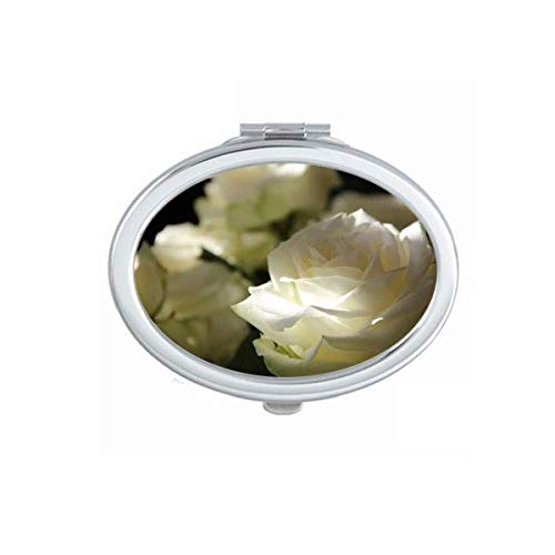 DIYthinker Large Dark White Roses Mirror - Portable Folding Double-Sided Makeup Mirror with Stand for Vanity, Travel, and Home Decor