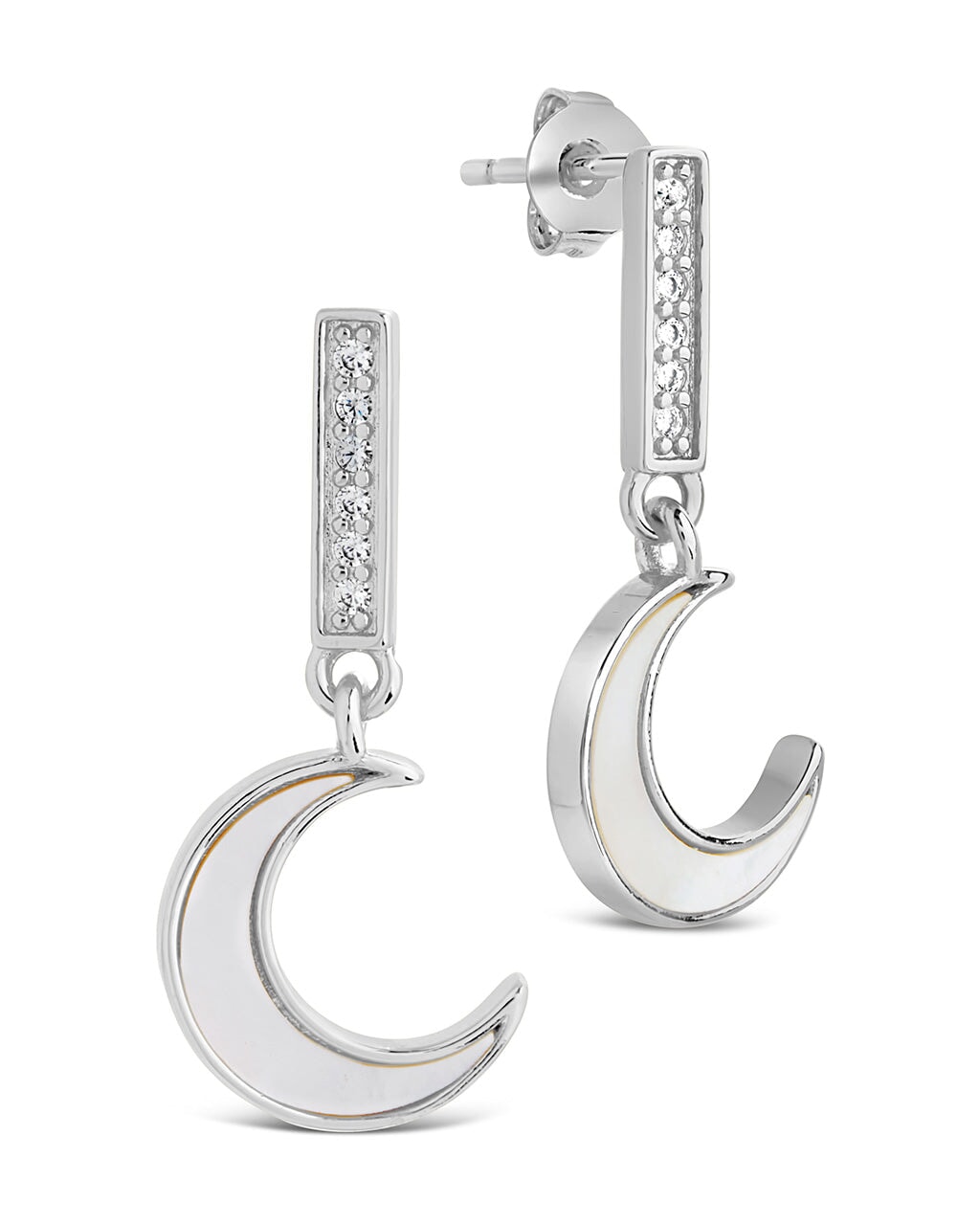 Valeria CZ & Moonstone Crescent Drop Stud Earrings for Women – Elegant Bohemian Dangle Earrings for Party, Wedding & Everyday Wear