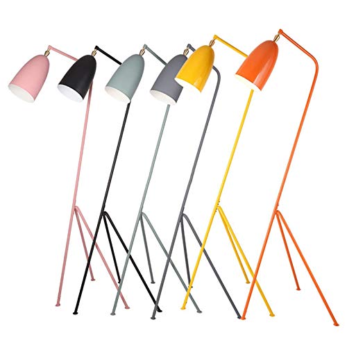 Nordic Metal Macaroon Tripod Floor Lamp with Bell Shade - Modern Bedside Nightstand Lamp for Living Room, Bedroom & Study - Orange - Perfect for Reading Nook, Cozy Corner & Home Office Lighting