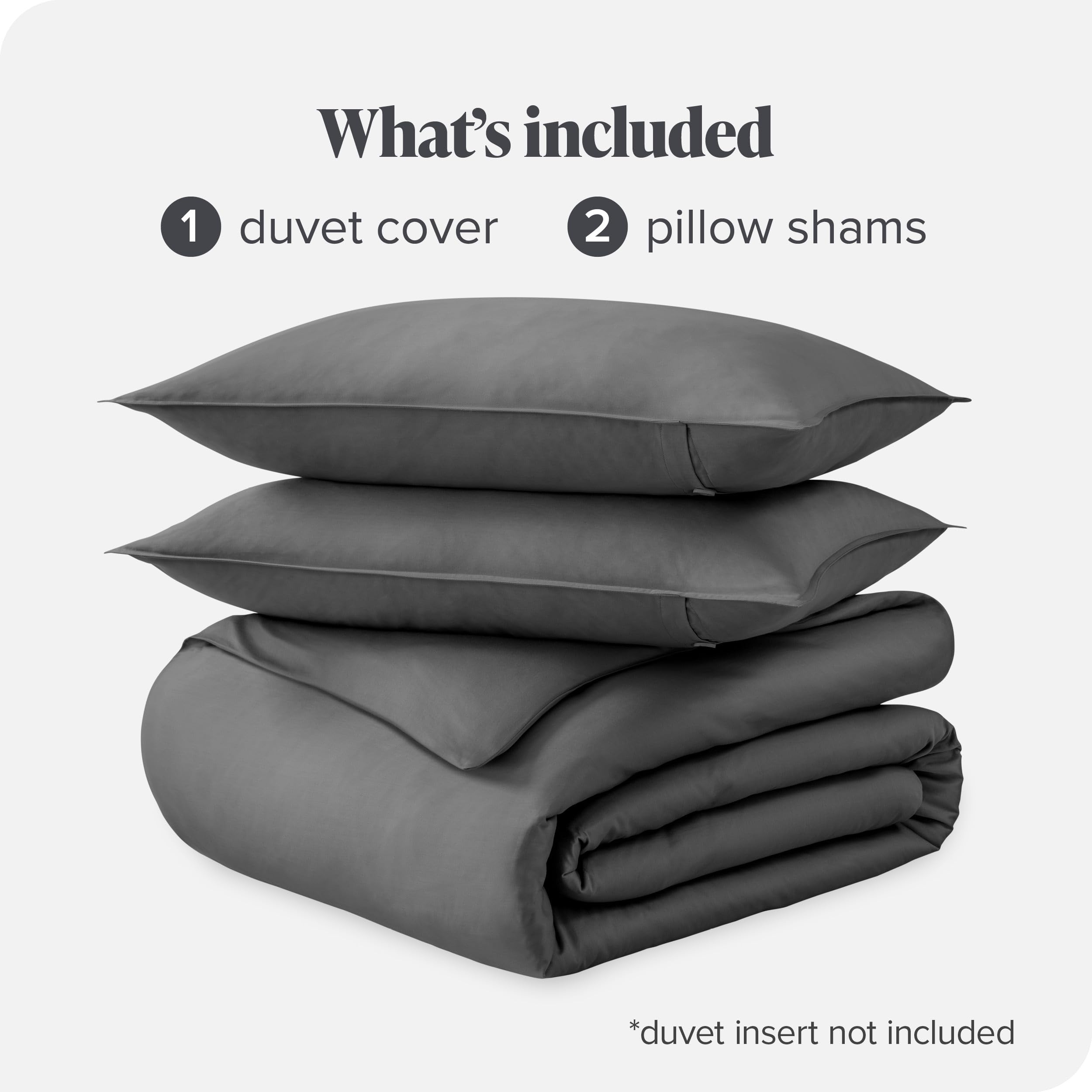 Bare Home 100% Organic Cotton Sateen Duvet Cover Set - Full/Queen Size Bedding - Soft & Luxurious Sateen Weave - Breathable & Hypoallergenic - Grey Duvet Cover for Master Bedroom or Guest Room - Perfect for All Seasons Comfort
